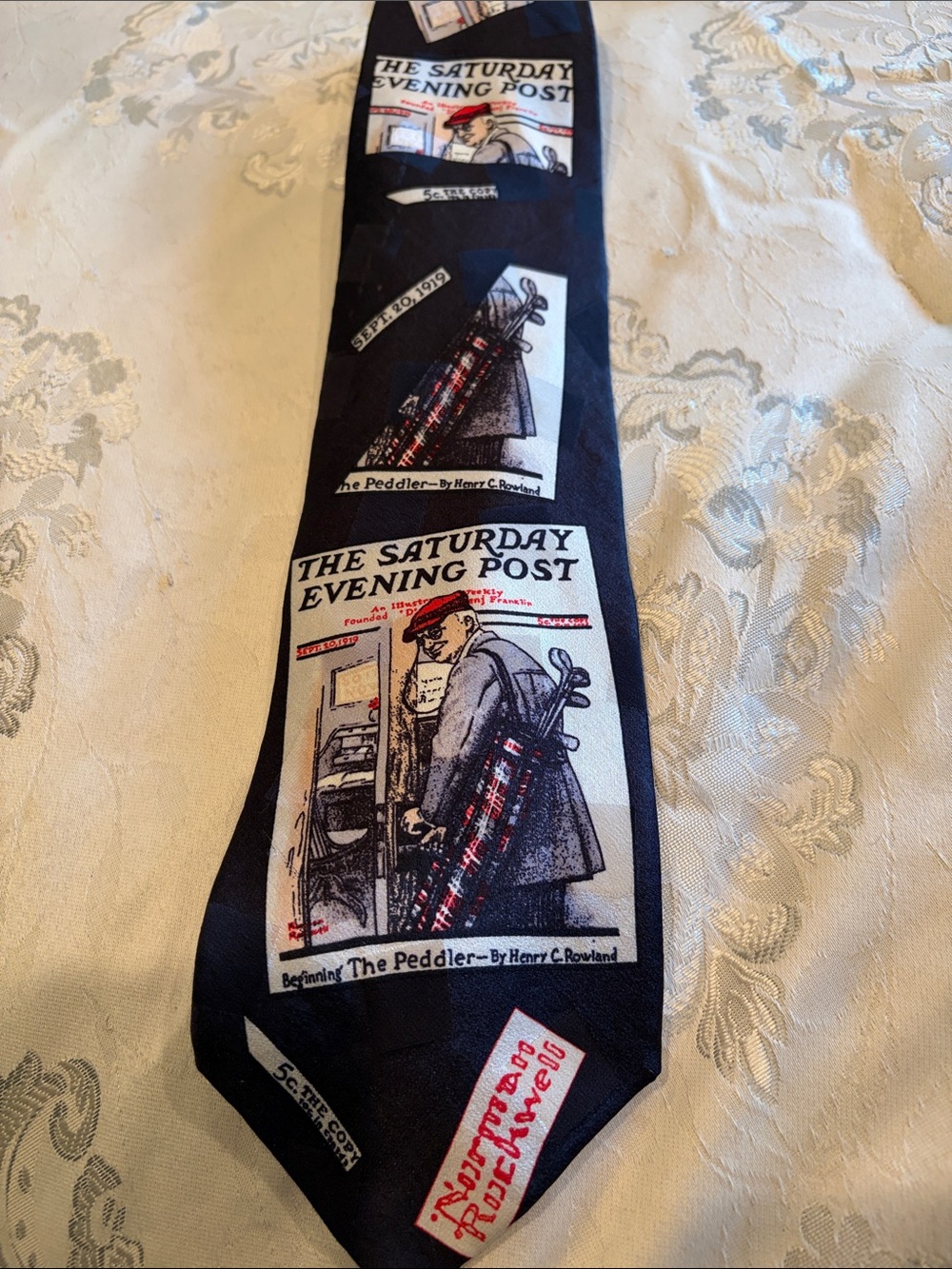 The Saturday Evening Post Illustrated Silk Tie - blackwith Multicolor Prints